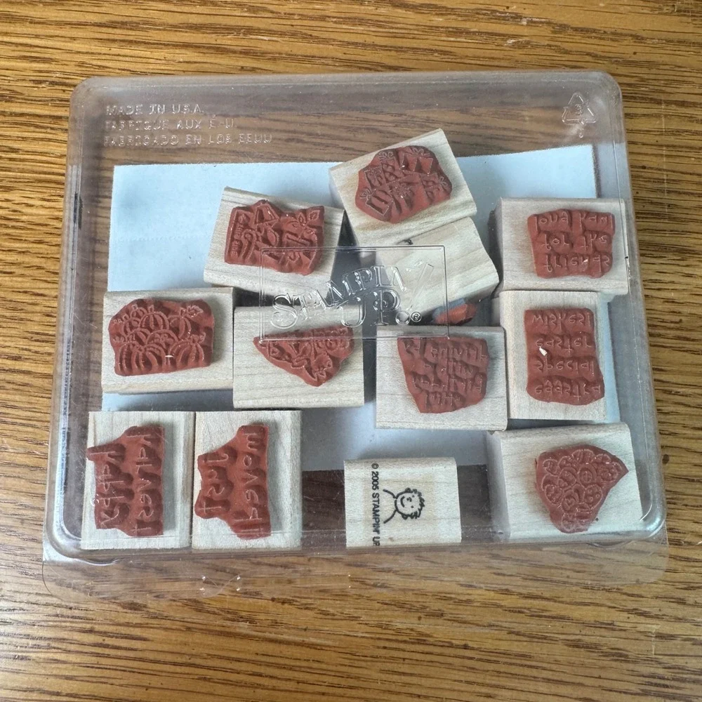 Stampin Up Loads of Love Accessories 2005 Wood‎ Mounted Rubber Stamp Set of 12